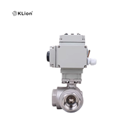 Válvula de Bola Eléctrica de Acero Inoxidable CF8M de 3 Pulgadas, 3 Vías, Puerto en T, 1000 WOG, 24 Voltios, Rosca Hembra, Accionamiento Eléctrico, KLION RTS DN80