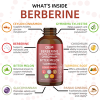 Complément alimentaire liquide oral pour adultes Greenpie à base d'extraits de plantes : berbérine, cannelle de Ceylan, melon amer, curcuma