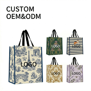 Sac fourre-tout recyclé grand format, écologique, laminé, non tissé, personnalisé, sac de courses en PP tissé pour supermarché avec impression couleur écologique - Product Image 1