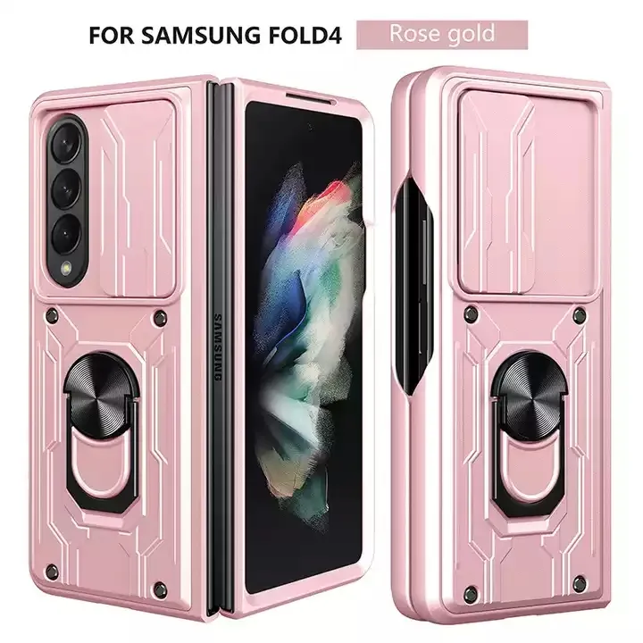 New Design TPU PC Ring Kickstand Card Holder Mould Black Display Standing Wallet Case For Cell Phone Case For Galaxy Z Fold 4