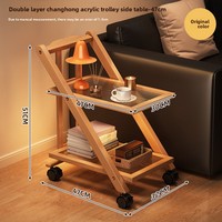 Table basse en bambou moderne et minimaliste, tendance, avec roulettes, mobile, pour salon, chambre, salle à manger, table d'appoint, table de chevet