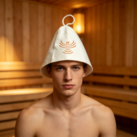 Chapeau de sauna en laine avec logo Golden Phoenix, élastique et doux, écologique, réutilisable, protection de la tête contre les dommages causés par la chaleur