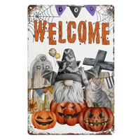 Affiche métallique vintage d'Halloween en gros, plaque murale rétro décorative en métal, autocollant mural en étain