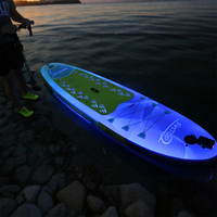 FIRSTOP SUP gonflable personnalisé LED Stand-Up Paddleboard avec kit de lumière rougeoyante Roues Pompe et kit de réparation pour les eaux de l'océan