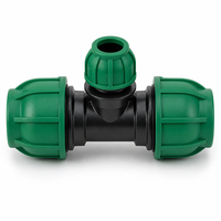 Raccord de compression en T réducteur Plantrising R2002 PN12.5 en PP avec joint NBR 25-110mm pour tuyaux HDPE/PE