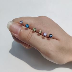 F136 <b>Titanium</b> Zircon <b>Stud</b> Earrings with Butterfly Clasp Hypoallergenic Unisex Gold Rose Gold Vibrant Colors & Black Plating - Product Image 4