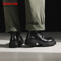 Botas de Motocicleta Retro Personalizadas OEM, Cómodas para Verano, Otoño e Invierno, Fabricadas con Cuero de Caballo, con Cordones y Suela Goodyear, Hechas a Mano