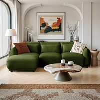 Canapé modulaire en forme de L en tissu polaire blanc de luxe moderne avec mousse haute densité et coussins doux pour salon, maison, appartement