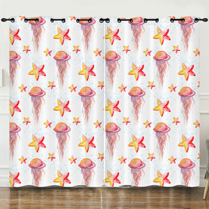 Rideaux Nautiques Costiers Décoratifs Océan Hippocampe Corail 50% Blocage de la Lumière Obscurcissement Marin Rideaux à Oeillets 2 Panneaux pour Chambre à Coucher - Product Image 3