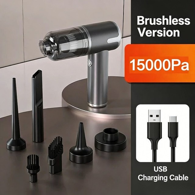 Yueming New Cordless Handheld Vacuum Cleaner ABS Brushless 15000Pa USB Charging Long-Life Battery High Power 30-45min Runtime