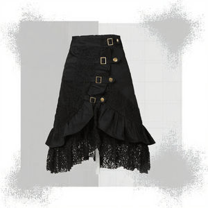 Falda Peplum Casual de Mujer con Cuatro Botones, Transpirable, Antiestática, Diseño de Línea A y Cintura Natural, Estilo Gótico Rock de Otoño - Product Image 3