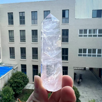 Pointe de baguette en cristal Rose naturel, tour de Quartz Rose pour la guérison