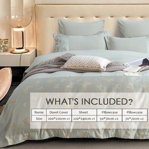 Thanh Lịch Nhà Máy Sang Trọng <span class=keywords><strong>Jacquard</strong></span> 400TC Bộ Đồ Giường Sáu Mảnh Thiết Lập Thân Thiện Với Môi Sợi Vàng Thêu 100% Polyester Fibre Hộp Quà Tặng - Product Image 2