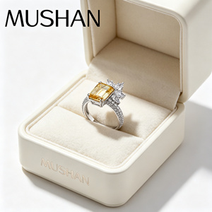 MuShan 设计师珠宝 925 纯银戒指 锆石 5A 级垫形新娘派对女士戒指 18K 镀金高级珠宝戒指 - Product Image 2