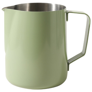 Tasse à latte art en acier inoxydable 304 avec bec verseur, pichet à café pour faire mousser le lait, carafe à mousse de lait verte 350 ml pour la préparation d'espresso à domicile - Product Image 5