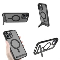 Casing Magnetik Tipis Anti Benturan dengan Penyangga untuk iPhone 11 12 13 14 15 16 Pro Max 17 Air Plus, Penutup Ponsel dengan Holder