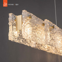 Lustre linéaire de luxe en acier inoxydable de haute qualité, verre artisanal pour salle à manger