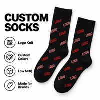 Chaussettes mi-mollet noires personnalisées avec motif cœur rose et rouge, chaussettes en coton doux et respirant, ajoutez votre propre logo, faible quantité minimale de commande