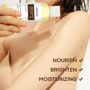Minyak badan Vitamin E pencerah Label pribadi grosir minyak tubuh berkilau pelembap mentega Coco