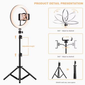 Moderna Lámpara de Anillo LED de 10 Pulgadas con Batería Recargable y Soporte para Transmisión en Vivo y Fotografía (Control por Aplicación) - Product Image 4