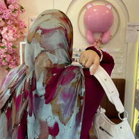2025 nouveautés en mousseline de soie écharpe longue femmes mode Satin châle imprimé voile Hijab écharpe soie foulard bandeau