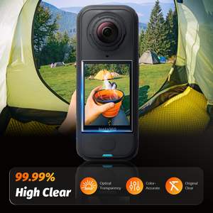 อมาซีร์สำหรับอินสตา 360 X4 ฟิล์มกันรอยหน้าจอ 3 ชิ้นกระจกนิรภัย 9H ความแข็งกันกระแทกป้องกันลายนิ้วมือฟิล์มใส - Product Image 6