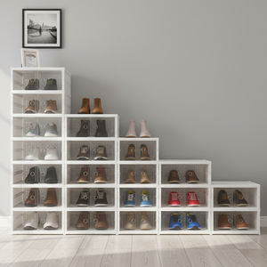 ShenYu 20 inç Modern PP plastik katlanabilir istiflenebilir şeffaf ayakkabı depolama dolabı oturma odası için - Product Image 1