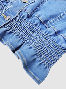 Women's Custom Made <b>Cropped</b> <b>Denim</b> <b>Jacket</b> Full Sleeve Button Plain Custom Made Wholesale Regular Breathable Women <b>Denim</b> <b>Jackets</b> - Product Image 5