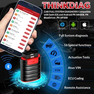 Thinkag Semua Sistem + Perangkat Lunak Reset, Pemindai Auto OBD2 Sistem Penuh OBDII dengan 1 Tahun Gratis Update
