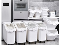 Conteneur de stockage d'aliments pour animaux de compagnie de 120 L avec roues, capacité de 50 kg, en PP de qualité alimentaire, pour chiens et chats, vente en gros