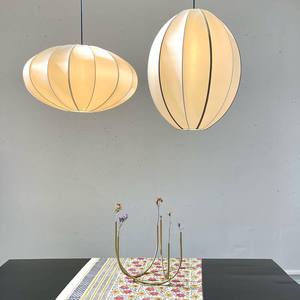 Lampadario <span class=keywords><strong>Vintage</strong></span> Giapponese in Tessuto con LED, Lampada <span class=keywords><strong>a</strong></span> <span class=keywords><strong>Sospensione</strong></span> per Camera da Letto e Soggiorno, Luce Calda - Product Image 4
