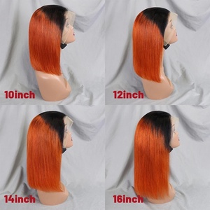 Perruque africaine courte et lisse, style bob, en <span class=keywords><strong>cheveux</strong></span> humains 1B/350, entièrement tissée à la main - Product Image 2