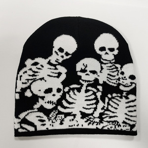 MOTE-MH223 Halloween Beanie Hüte Bizarre erschreckende menschliche Skelett Strick mützen Lustige Jacquard Cold Hats Custom Stickerei - Product Image 3