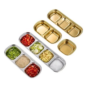 Plat de service rectangulaire coréen en acier inoxydable pour sauces, assiette à chili, bol à sauce soja, plat à <span class=keywords><strong>vinaigre</strong></span> pour fondue et barbecue - Product Image 1