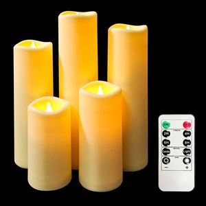 5 Piece Set of Battery Operated Waterproof Flameless <b>LED</b> Pillar <b>Candles</b> <b>With</b> <b>Remote</b> <b>Control</b> for Easter Outdoor Gardens Patios - Product Image 1