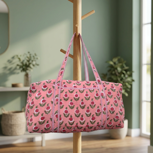 Nuevas Bolsas de Viaje Acolchadas de Algodón con Estampado Artesanal, Bolsa de Lona para la Ciudad, Gran Capacidad, Ecológica, Duradera y Ligera - Product Image 3