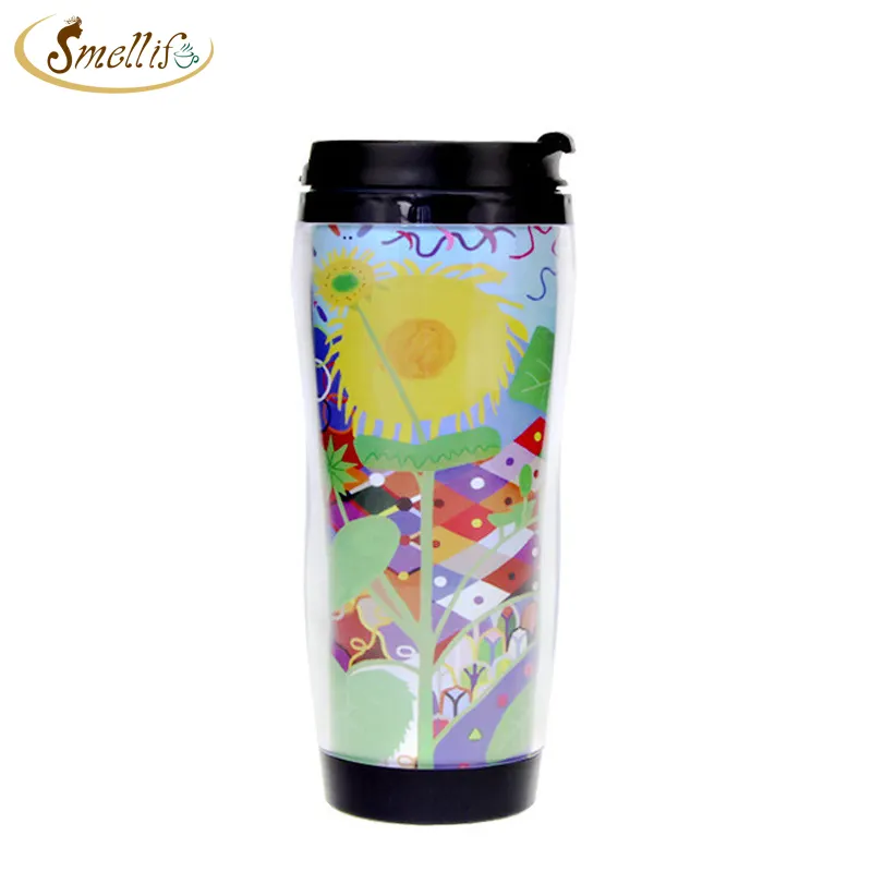 DIY 12oz 350ml BPA frei doppelwandige Kunststoff-Kaffeetasse Becher mit Papiere insatz