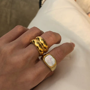 מודרניסטי 18K זהב שמנמן לבן מעטפת עבה הצהרת טבעות סיגר להקת טבעת עבור נשים מינימליסטי תכשיטים - Product Image 2