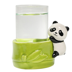 Maceta hidropónica de cerámica Ruijie Panda para plantas verdes como Pothos, decoración de escritorio de oficina. - Product Image 5