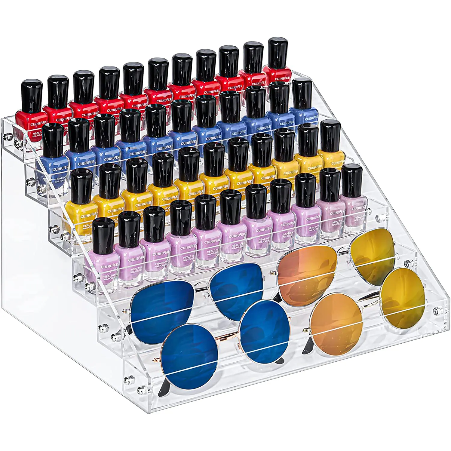 Présentoir en acrylique transparent à 6 niveaux, présentoir de vernis à ongles en acrylique, présentoir de lunettes de soleil en acrylique