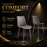 Chaise de salle à manger réglable en acier monobloc avec siège rembourré et dossier incurvé, design moderne pour la maison, l'hôtel et la cuisine