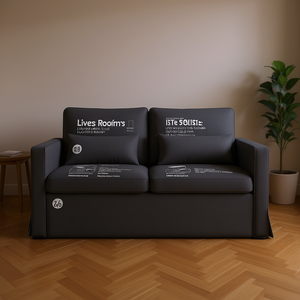 Divano a due posti in tessuto grigio scuro 30,71 x 30,71 x 31,50 pollici per soggiorno, stile minimalista, con schienale imbottito - Product Image 2