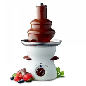3层火锅喷泉-电动不锈钢巧克力蘸取暖机，保温-用于融化的巧克力、糖果、黄油、奶酪