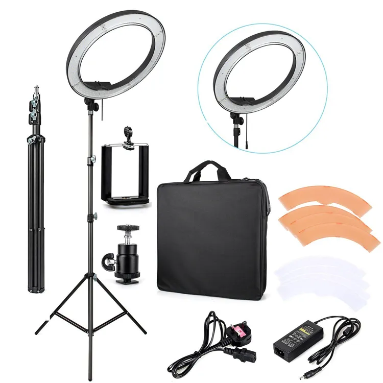 RL-18 Dimmable photography ring light with carry bag 240pcs led beads inside 55w ringlight lamp for makeup & light tripod