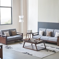 Ensemble de canapés en bois de luxe, deux places, en forme de L, tissu blanc, design chinois écologique pour les petits espaces, meubles de maison