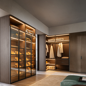 Ensemble d'armoires de rangement pour vêtements personnalisables Porte en verre personnalisée avec éclairage LED Armoire pour la décoration de la maison - Product Image 3