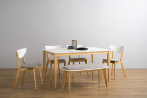 Modern White ARTHUR Bench Minimalist Solid Wood Seating for Entryway Hallway and Dining Room Table Bench Organiser - Product Image 3