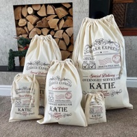 Sacs cadeaux en toile personnalisés avec cordon de serrage, tailles variées, pour Noël, sacs géants personnalisés multi-tailles avec cordon de serrage, style Polar Express, sacs du Père Noël