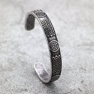 yunnique Tibetan Silver Open Cuff <b>Bracelet</b> Unisex Viking Celtic <b>Knot</b> Design Fashion Jewelry - Product Image 2
