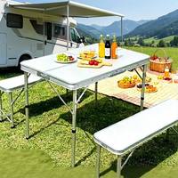 Nouvelle conception, table et chaises pliantes en aluminium léger, ensemble 1 table 2 chaises, style valise portable, personnalisation de la marque, extérieur